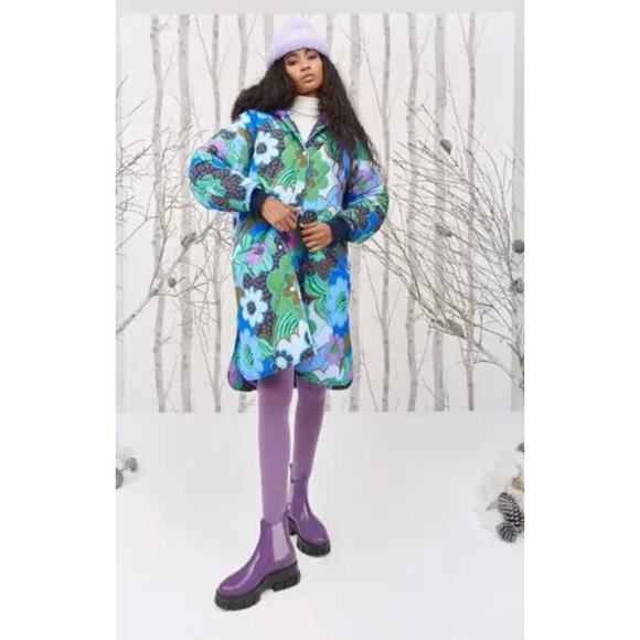 CELIAB Celia B Sz XS Floral Puffer Coat Jacket Baldy - Picture 1 of 10